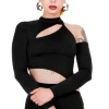 Restyle asymmetric blouse Black crop top