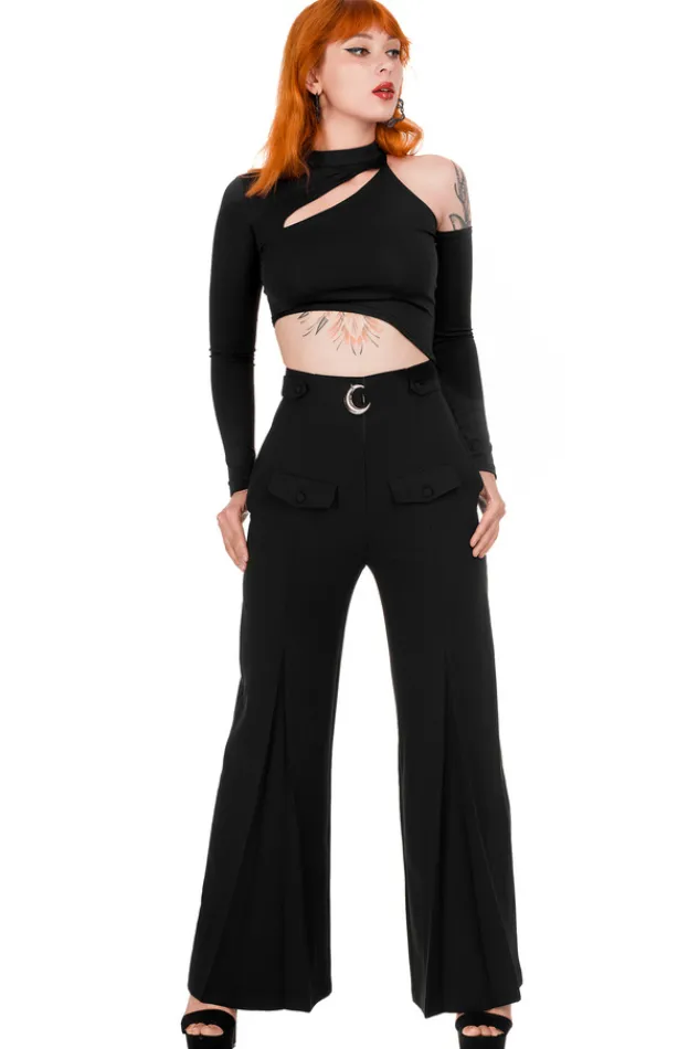 Restyle asymmetric blouse Black crop top
