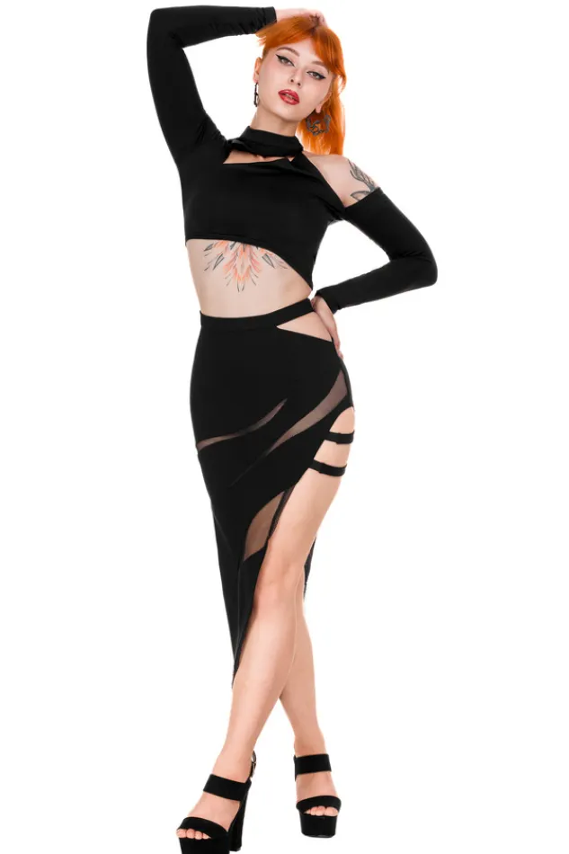 Restyle asymmetric blouse Black crop top