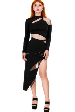 Restyle asymmetric blouse Black crop top