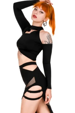 Restyle asymmetric blouse Black crop top