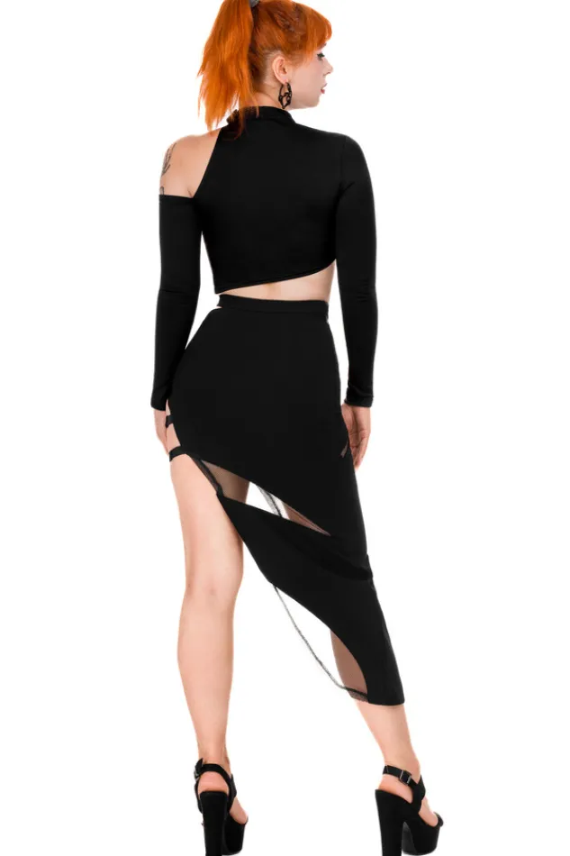 Restyle asymmetric blouse Black crop top