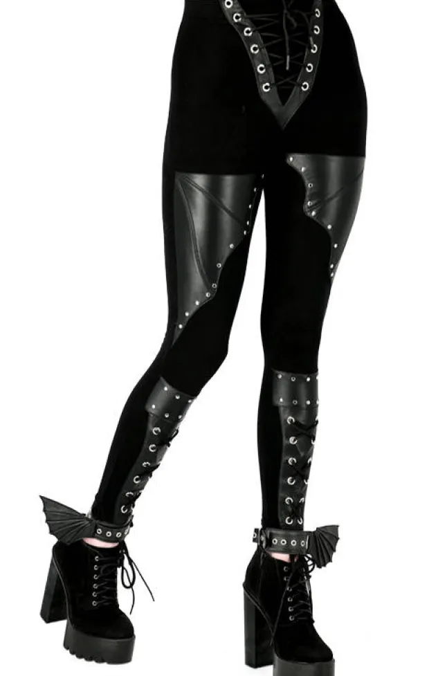 Restyle BAT LEGGINGS Cotton pants with wings and corset lacing
