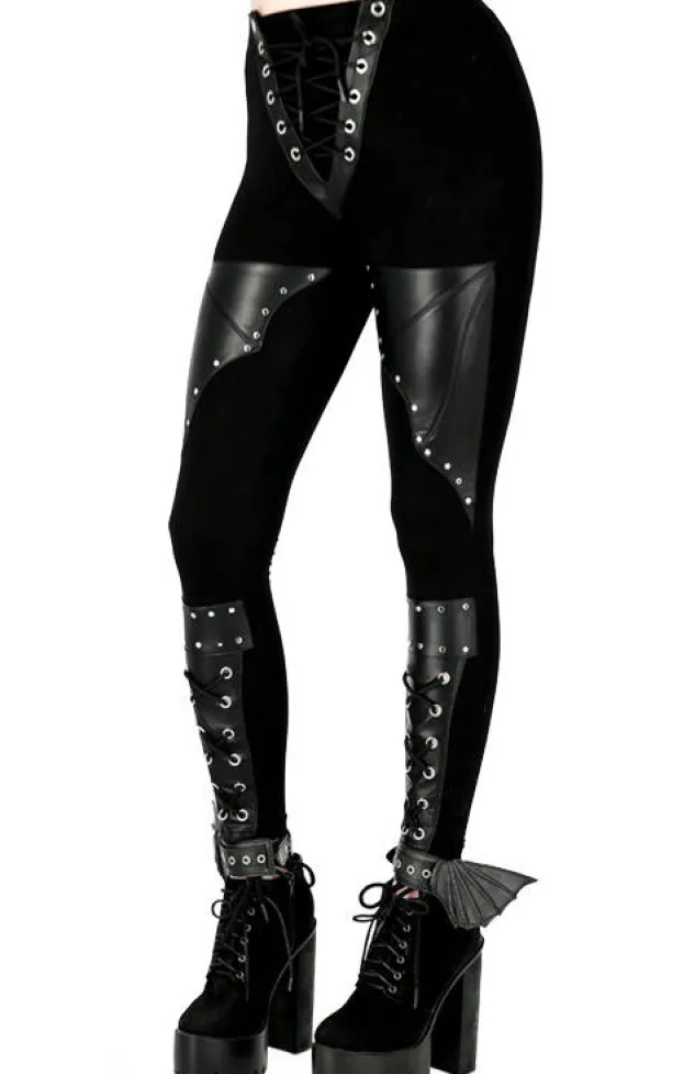 Restyle BAT LEGGINGS Cotton pants with wings and corset lacing