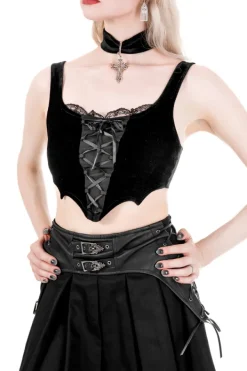 Restyle BATWING LACE UP CROP TOP