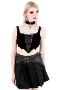 Restyle BATWING LACE UP CROP TOP