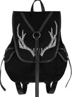 Restyle Black Antlers Backpack pagan witch bag with pockets