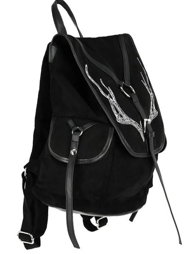Restyle Black Antlers Backpack pagan witch bag with pockets