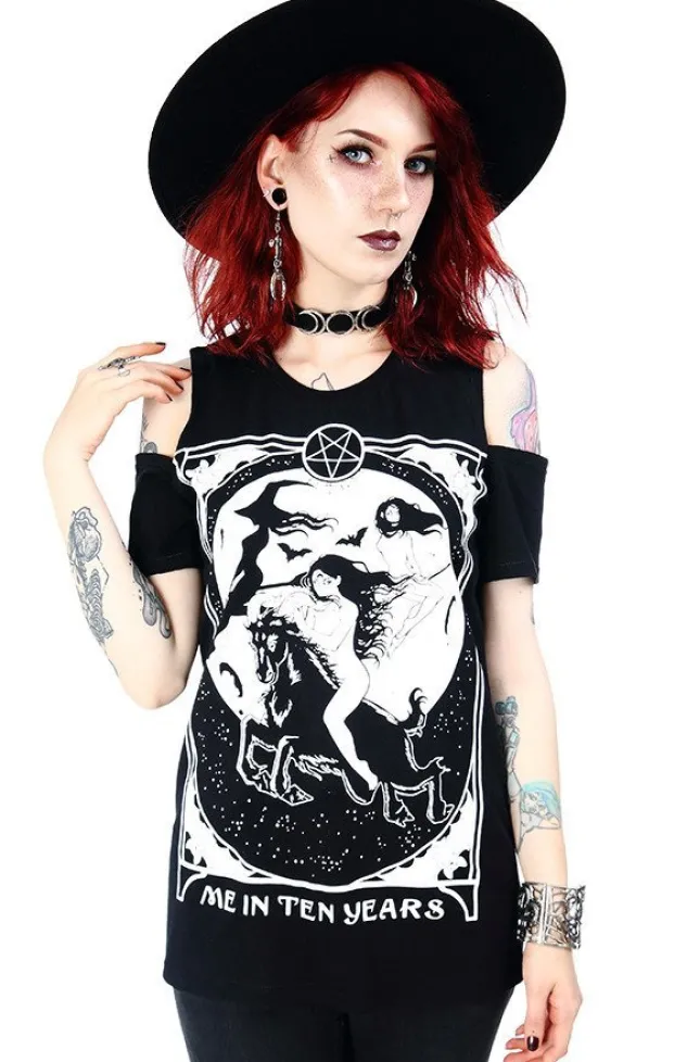 Restyle Black cold shoulder withes T-shirt Me in Ten Years