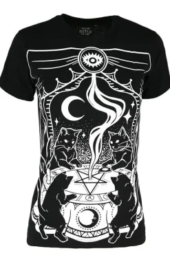 Restyle Black fitted blouse CAT SABBATH CLASSIC t-shirt