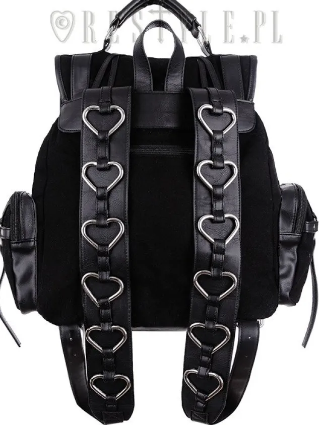 Restyle Black Gothic Bag, Harness Heart, square backpack "HEAVY HEART BACKPACK"
