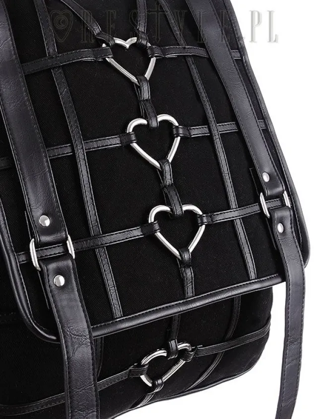 Restyle Black Gothic Bag, Harness Heart, square backpack "HEAVY HEART BACKPACK"