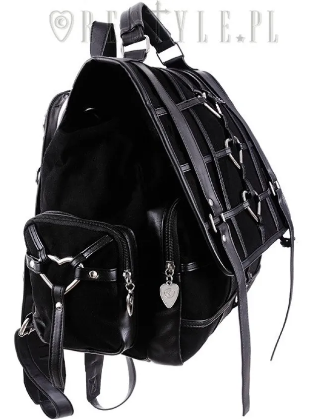Restyle Black Gothic Bag, Harness Heart, square backpack "HEAVY HEART BACKPACK"