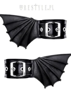 Restyle Black gothic bracelets with bat wings, pair of cuffs, gothic shoes accesory "BAT CUFFS"