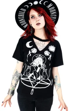 Restyle Black gothic choker top Witch & Cats