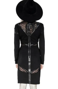 Restyle Black gothic Cross Pencil Dress with panels
