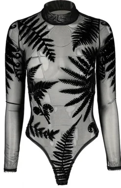 Restyle Black gothic FOREST WITCH MESH FERN BODYSUIT