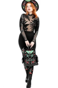 Restyle Black gothic FOREST WITCH MESH FERN BODYSUIT