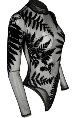 Restyle Black gothic FOREST WITCH MESH FERN BODYSUIT