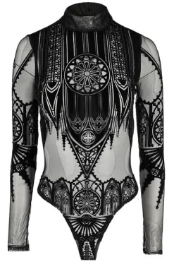 Restyle Black gothic INVERTED CATHEDRAL MESH BODYSUIT