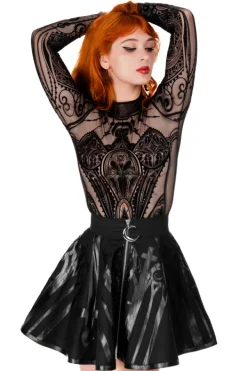 Restyle Black gothic MESH BODYSUIT CATHEDRAL CORSET