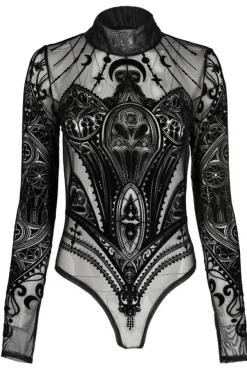 Restyle Black gothic MESH BODYSUIT CATHEDRAL CORSET