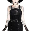 Restyle Black gothic mesh moon suspender CORDUROY CRESCENT DRESS