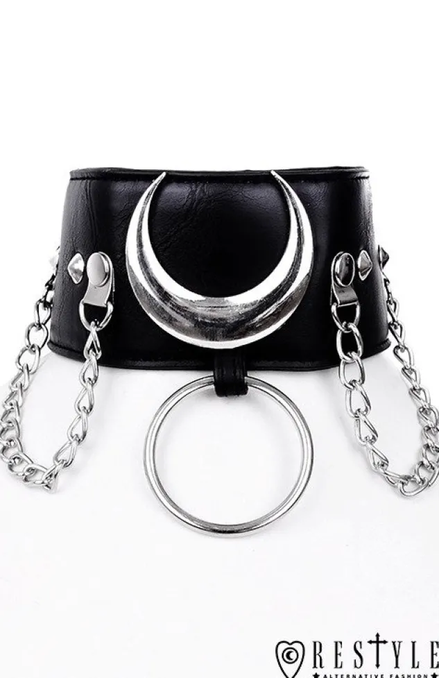 Restyle Black gothic Moon Choker "IRON MOON COLLAR"