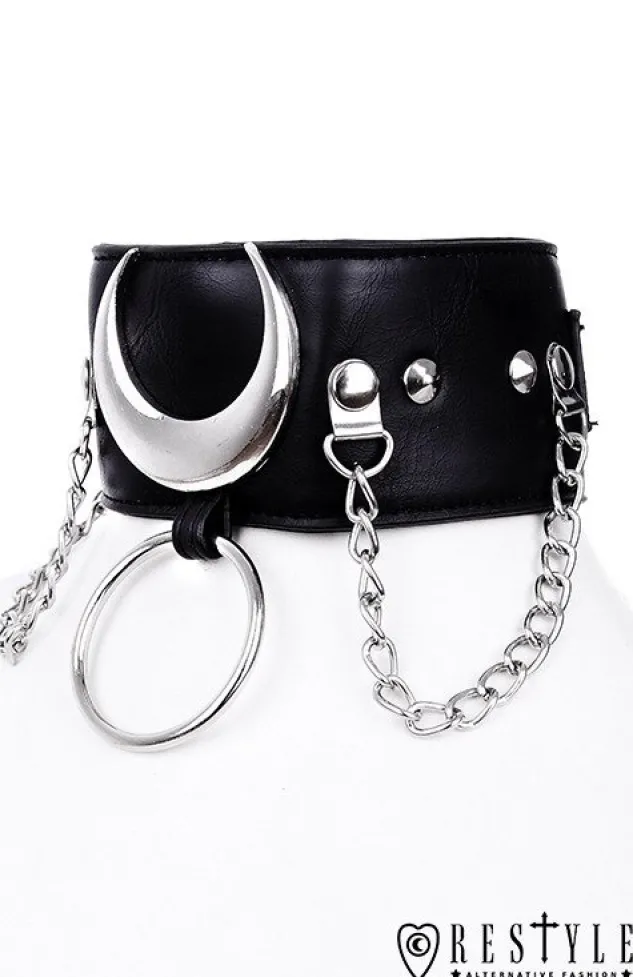 Restyle Black gothic Moon Choker "IRON MOON COLLAR"