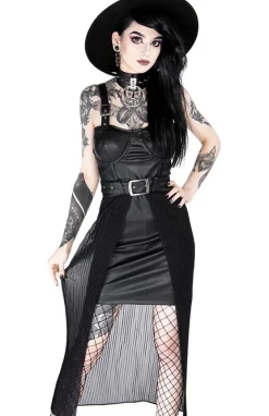 Restyle Black gothic NIGHT MIST DRESS with overskirt