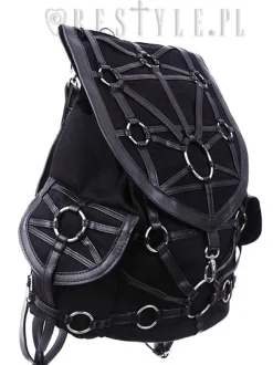 Restyle Black harness backpack, with pockets, occult, black fashion