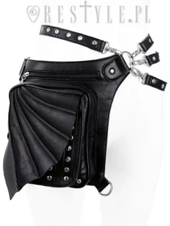 Restyle Black hip bag with pockets, pocket belt, wing bag, gothic utility belt"BAT HOLSTER BAG"