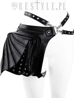 Restyle Black hip bag with pockets, pocket belt, wing bag, gothic utility belt"BAT HOLSTER BAG"