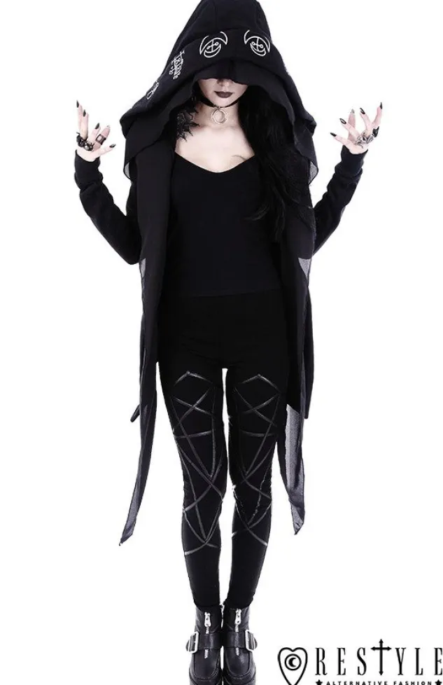 Restyle Black leggings with harness, occult trousers "PENTAGRAM LEGGINGS"