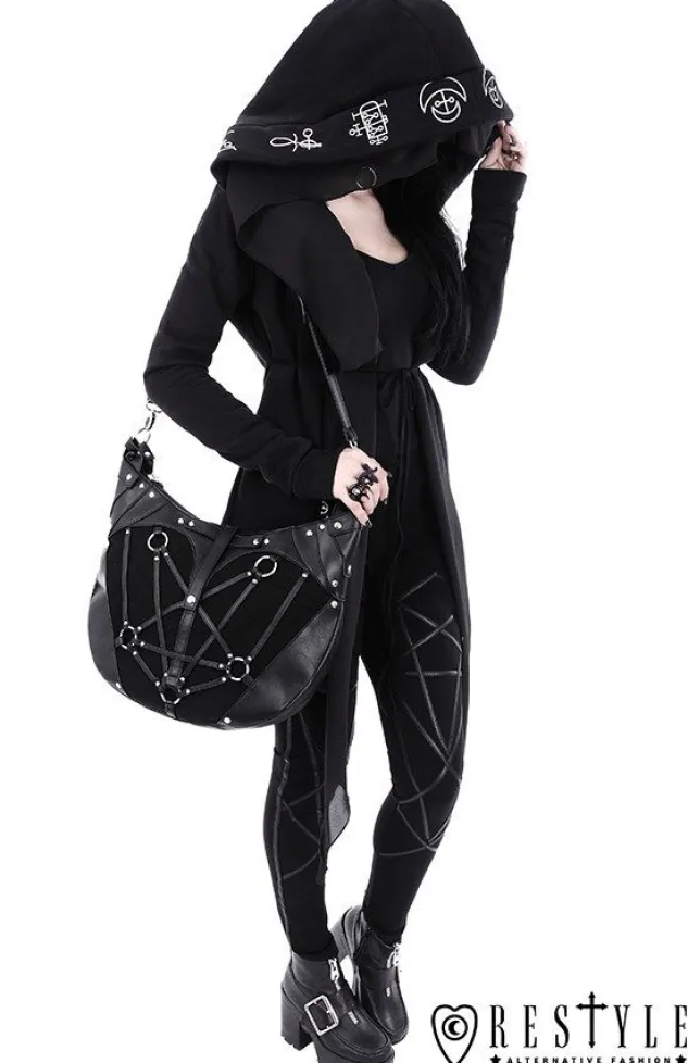 Restyle Black leggings with harness, occult trousers "PENTAGRAM LEGGINGS"