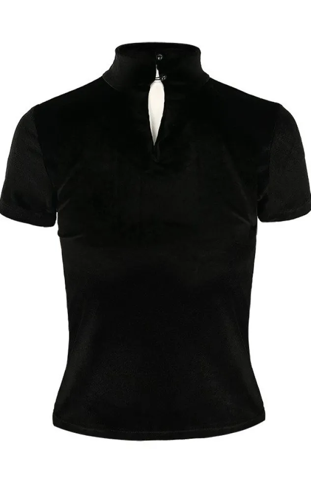 Restyle Black Metal Velvet Top NIHILIST embroidered