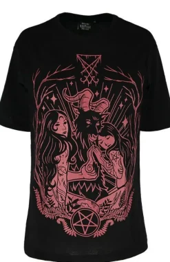 Restyle Black oversized t-shirt LUCIFER BURGUNDY