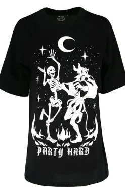 Restyle Black Oversized tshirt Party Hard Devil Dance
