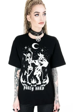 Restyle Black Oversized tshirt Party Hard Devil Dance