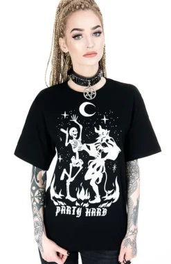 Restyle Black Oversized tshirt Party Hard Devil Dance