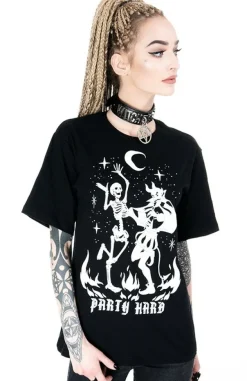 Restyle Black Oversized tshirt Party Hard Devil Dance