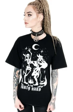 Restyle Black Oversized tshirt Party Hard Devil Dance