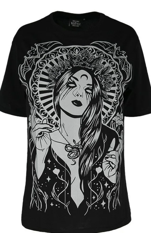 Restyle Black oversized t-shirt with GODDESS OVERSIZED