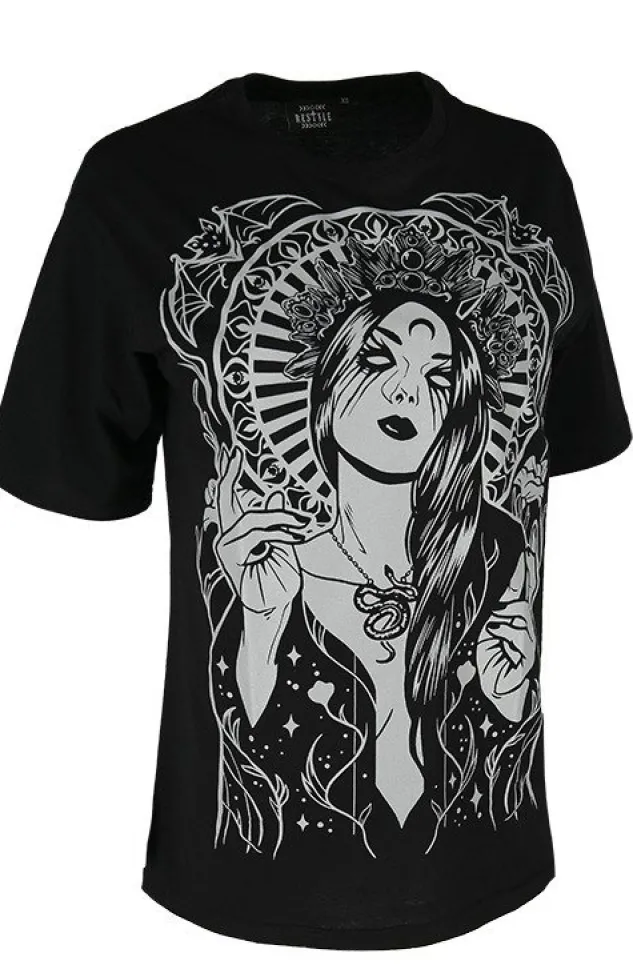 Restyle Black oversized t-shirt with GODDESS OVERSIZED