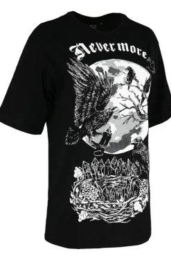 Restyle Black Oversized women`s top with crows Nevermore