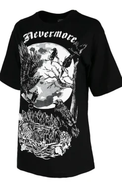 Restyle Black Oversized women`s top with crows Nevermore
