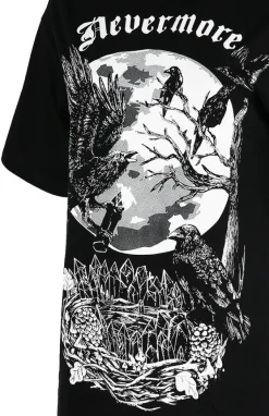 Restyle Black Oversized women`s top with crows Nevermore