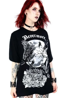Restyle Black Oversized women`s top with crows Nevermore