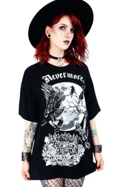Restyle Black Oversized women`s top with crows Nevermore