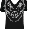 Restyle Black pagan tshirt with choker Antlers Top